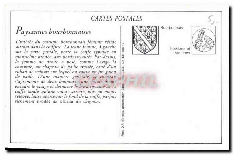 REPRO Jeunes Paysannes Bourbonnaises de l'Arrondissement de Montlucon Folklore — Rückseite