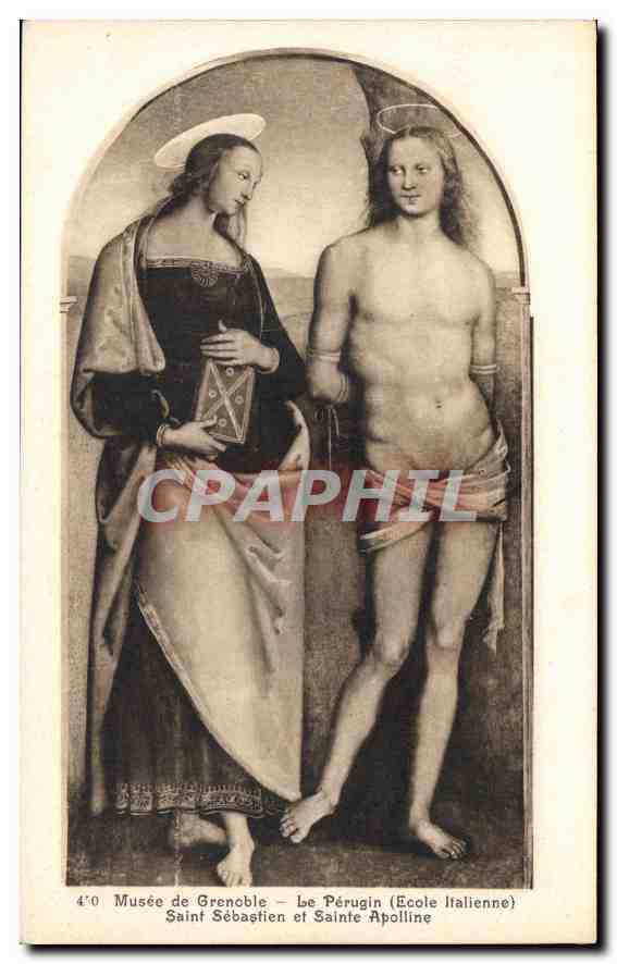 CPA Musee de Grenoble Le Perugin Ecole Italienne Saint Sebastien et Sainte Apolline 