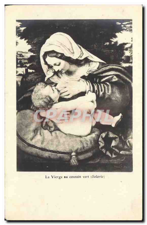 CPA La Vierge au coussin vert Solario 