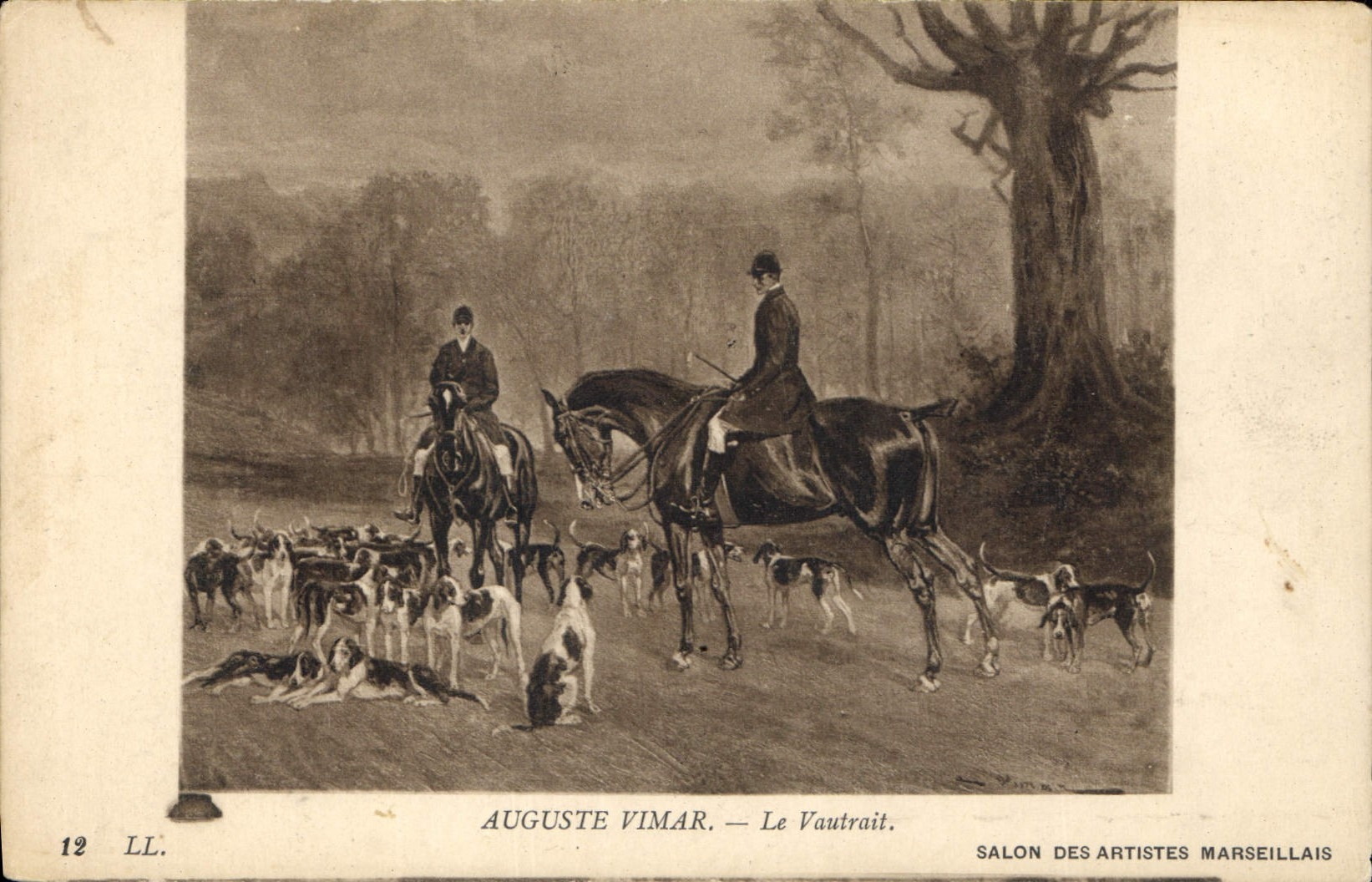 CPA Auguste Vimar Le Vautrait Salon des Artistes Marseillais Chiens Chasse