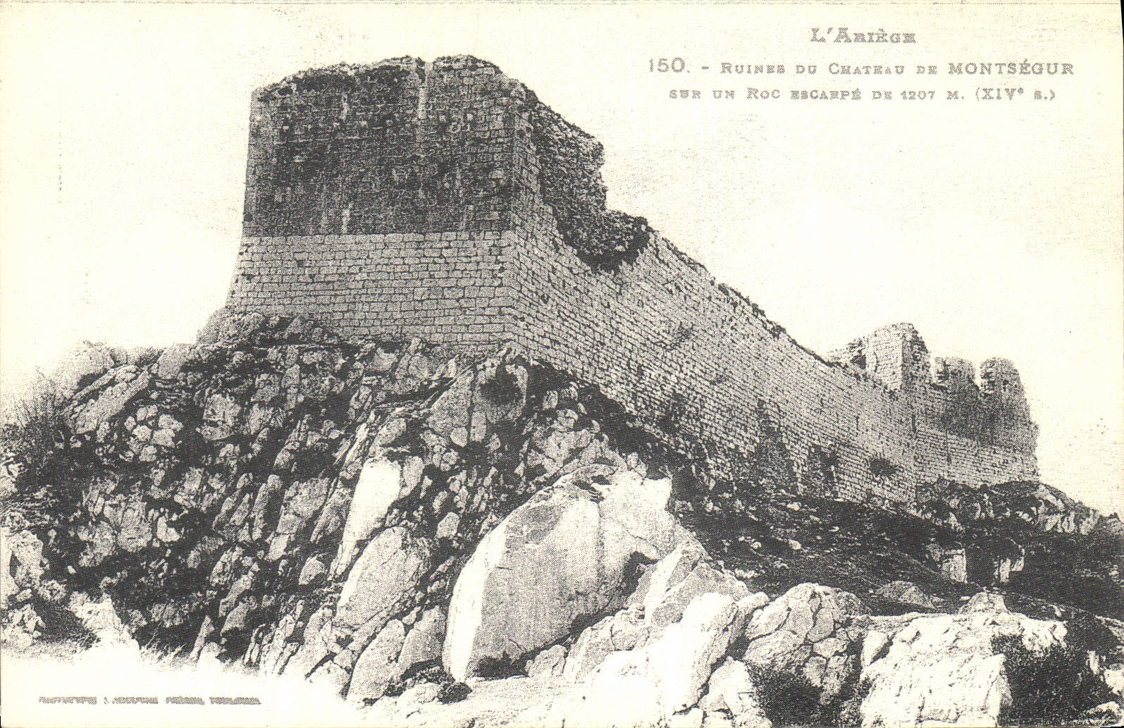 REPRO Ruines du Chateau de Montsegur sur un Roc XIVs 