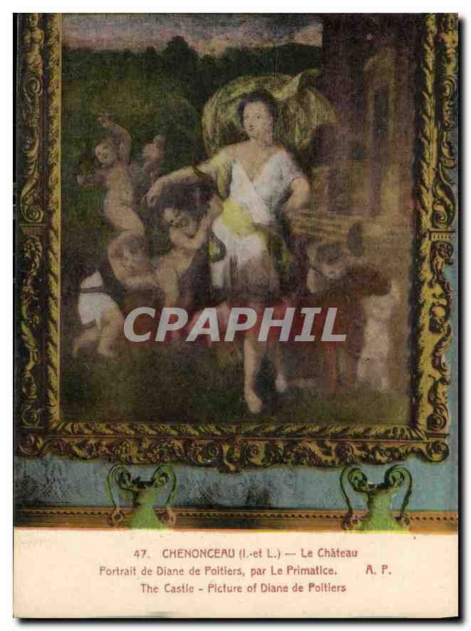 CPA Chenonceau I et L Le Chateau portrait de Diane de Poitiers par le Primatice 