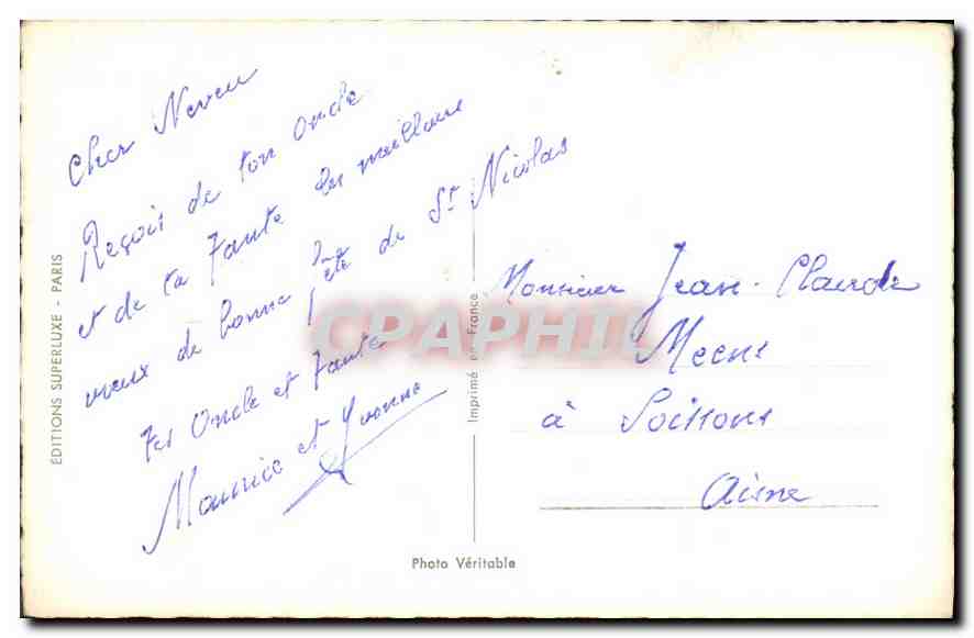 CPA St Nicolas Femme — Verso