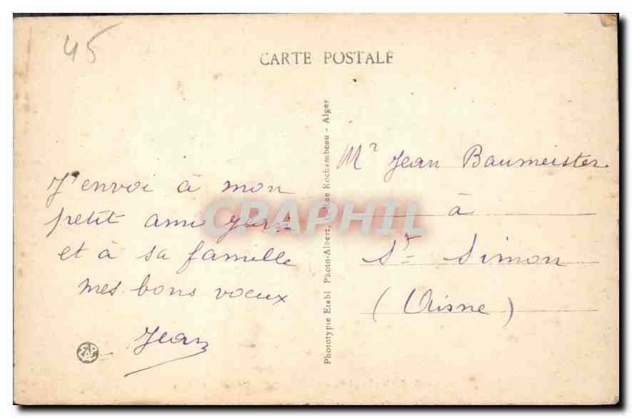 Orléansville - Der Kiosk und der Markt — Phototype Etablissement d'Alger, n°20 — Rückseite