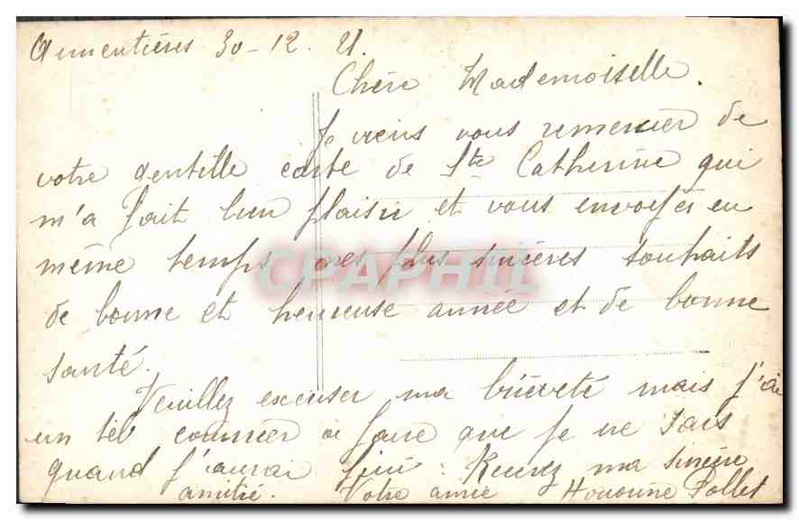 Femme en fourrure tenant un bouquet — Bonne Année — V.P.V. PARIS 545 — Reverso