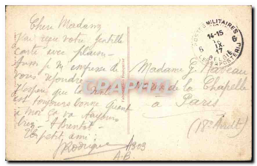 CPA Dessert pour Poilus Femme — Verso