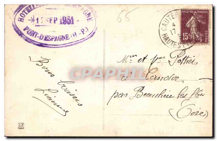 Gouffre et Pont d'Espagne — Les Hautes-Pyrénées — Phototypie Laboualle Frères, Toulouse — Reverso