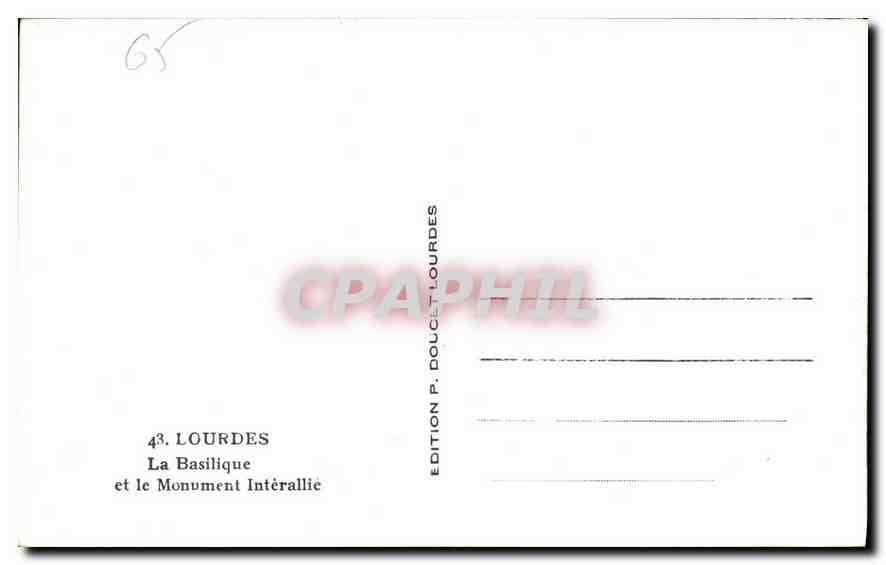 CPA Lourdes La Basilique et le Monument Interallie  — Verso