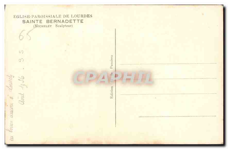 CPA Eglise Paroissiale de Lourdes Sainte Bernadette  — Verso