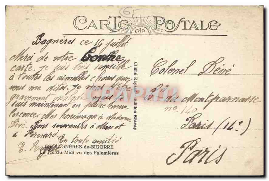 Le Pic du Midi vu des Palomières — Bagnères-de-Bigorre — Édition Breyard n° 140 — Reverso