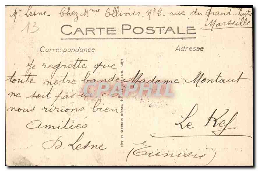 CPA Marseille Le Palais de Longchamp  — Verso