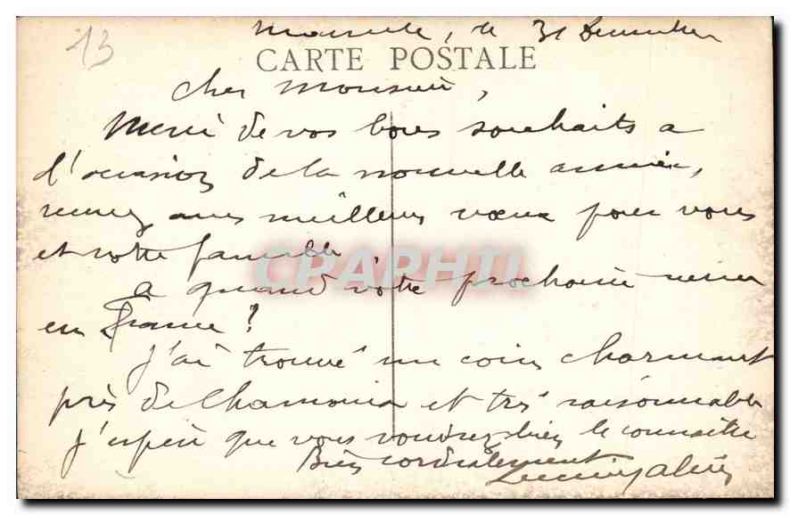 CPA Marseille Le Palais Longchamp  — Verso