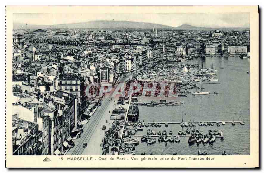 Marseille - Quai du Port - Vue générale prise du Pont Transbordeur — éditeur Cie des Ateliers Photographiques, Strasbourg, n°15