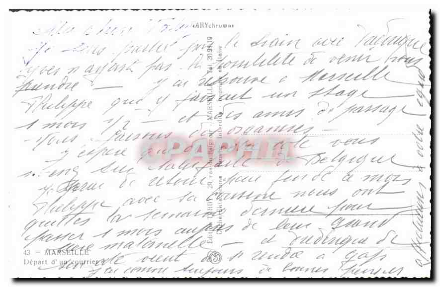 CPA Marseille Depart d'Un Courrier  — Verso