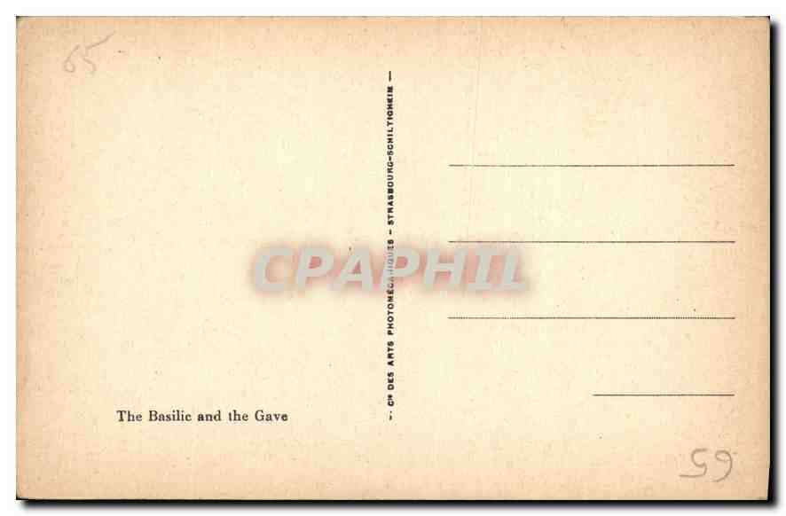 CPA Lourdes La Basilique et le Gave  — Verso