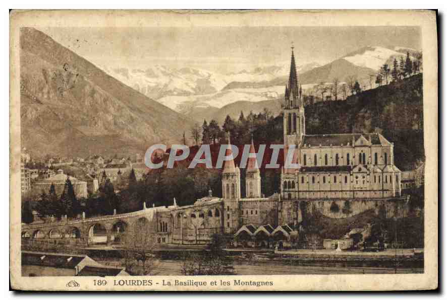 CPA Lourdes La Basilique et les Montagnes 