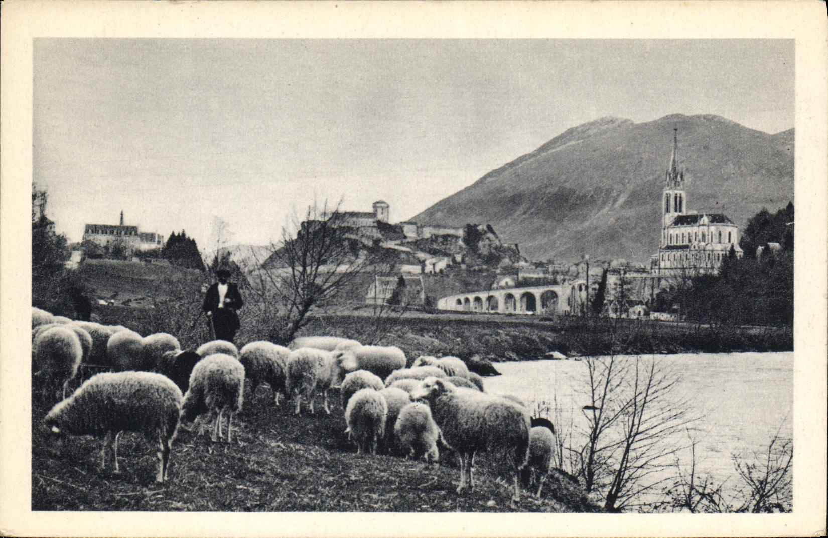CPA Lourdes La Basilique et le Chateau Fort 