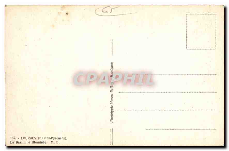 CPA Lourdes Hautes Pyrenees La Basilique illuminee  — Verso