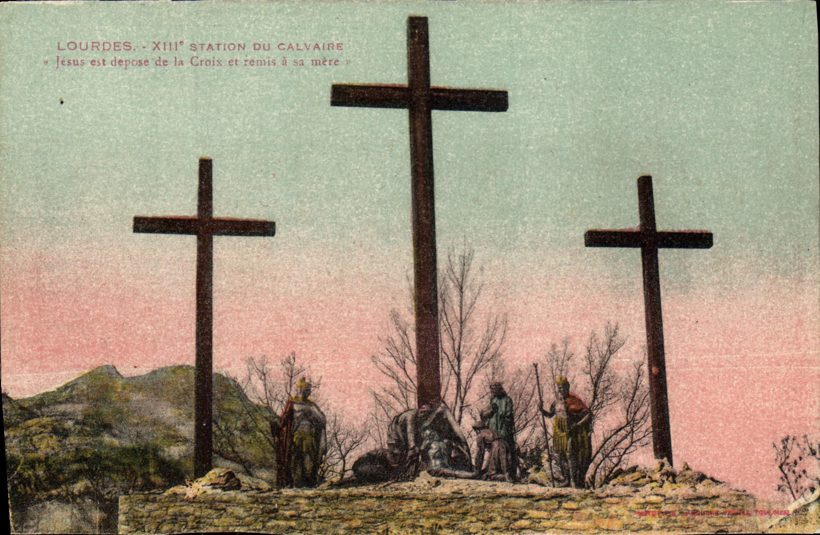 CPA Lourdes XIII station du Calvaire 