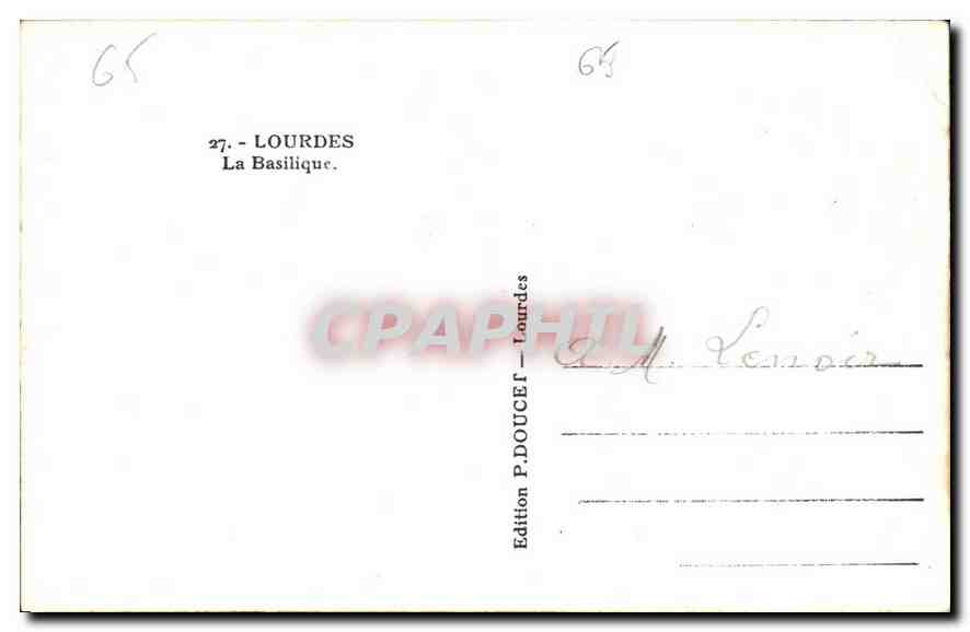 CPA Lourdes La Basilique  — Verso