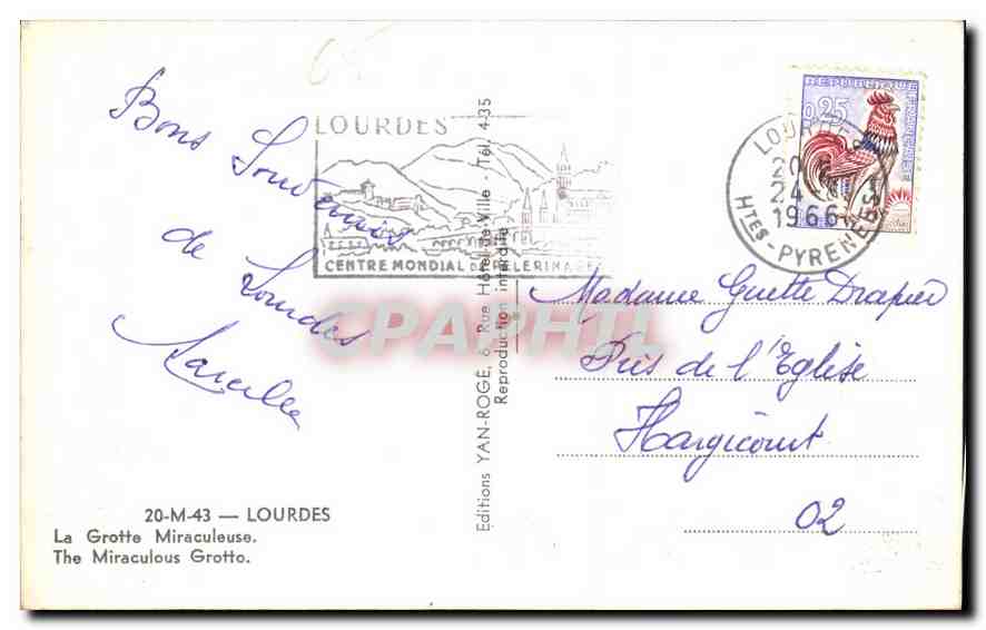 CPA Lourdes La Grotte Miraculeuse  — Verso
