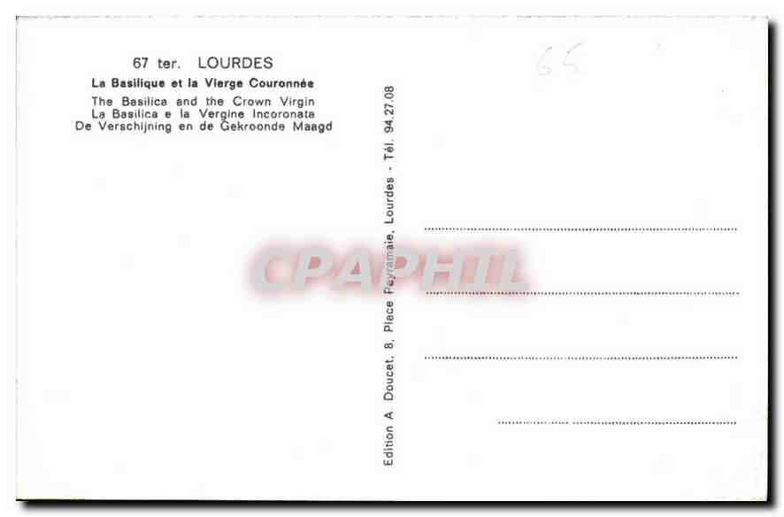 CPA Lourdes La Basilique et la Vierge Couronnee  — Verso