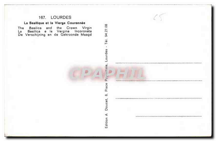 CPA Lourdes La Basilique et la Vierge Couronnee  — Verso