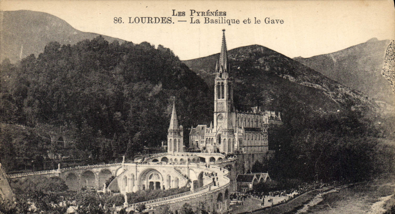 CPA Les Pyrenees Lourdes La Basilique et le Gave 