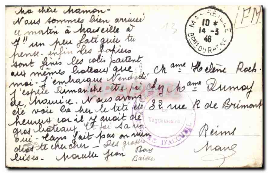 CPA Marseille La Corniche L'Anse du Prophete  — Verso