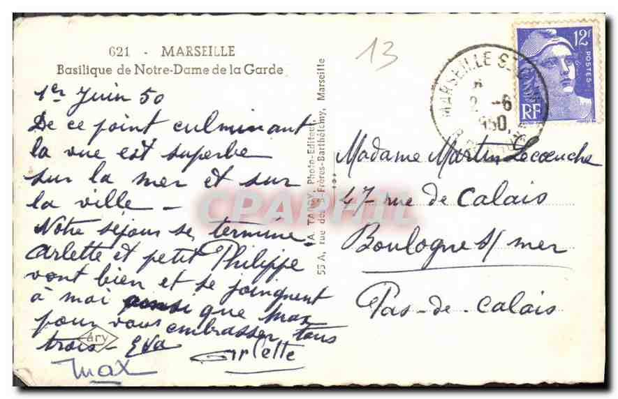 CPA Marseille Basilique de Notre Dame de la Garde  — Rückseite