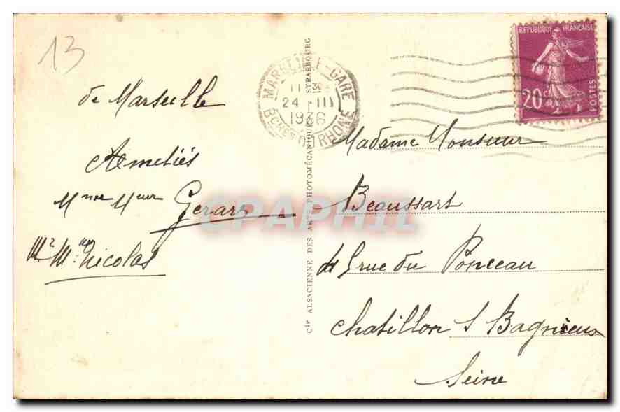 CPA Marseille N D de la Garde  — Rückseite