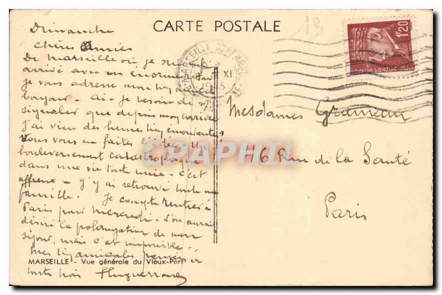CPA Marseille Vue generale du Vieux Port Bateaux — Verso