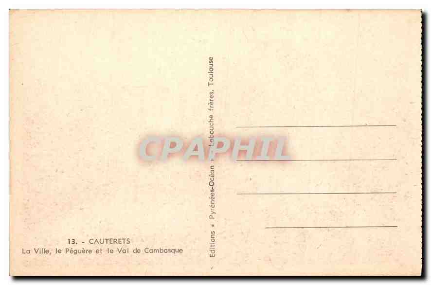 CPA Cauterets La Ville le Peguere et le Val de Cambasque  — Rückseite