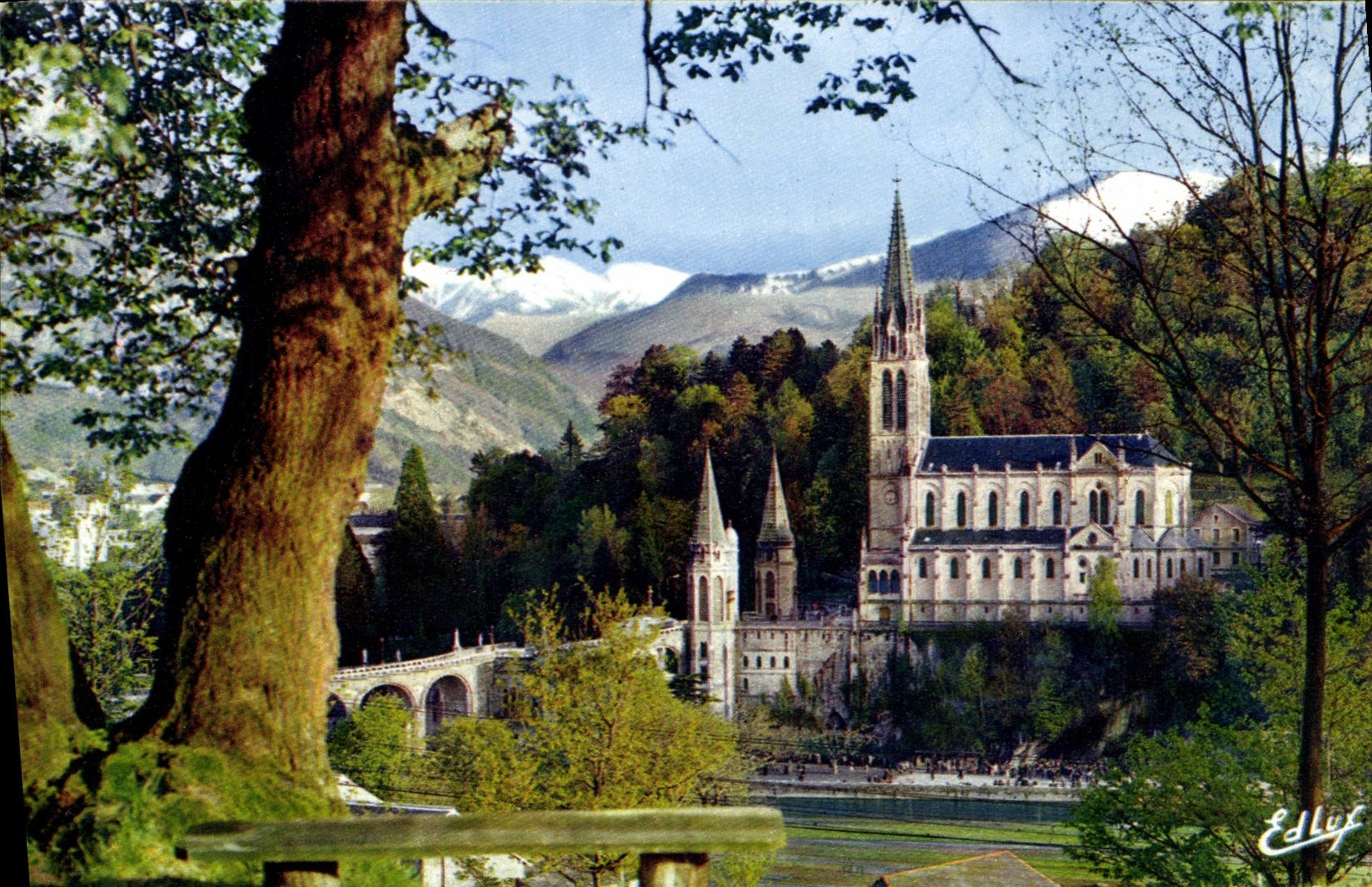 CPA Lourdes La Basilique et le Pic du Jer 