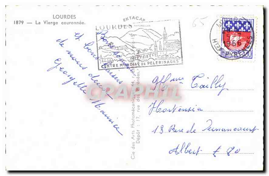 CPA Lourdes La Vierge Couronnee  — Verso