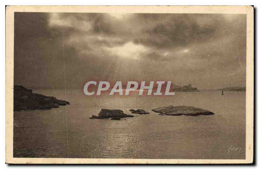 CPA La Douce France Marseille Bouches du Rhone Coucher de Soleil sur les Iles du Frioul 