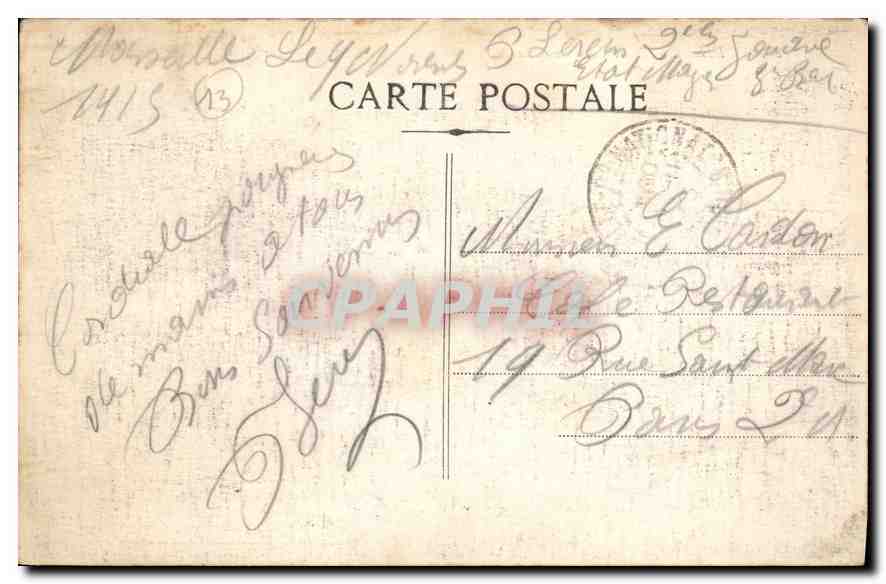 CPA Marseille N D de la Garde  — Rückseite