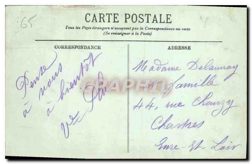 CPA Lourdes vue vers le Chateau  — Verso