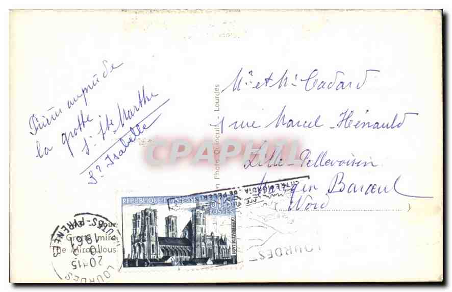 CPA Lourdes La Grotte Miraculeuse  — Verso