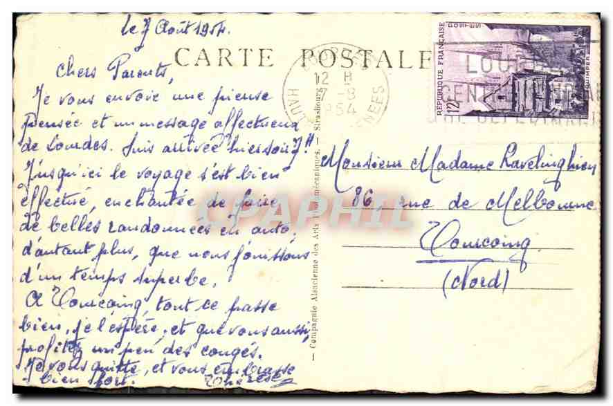 CPA Lourdes Les Piscines et le Gave  — Verso