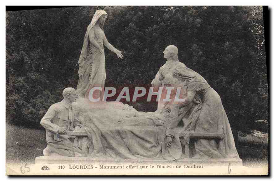 CPA Lourdes Monument offert par le Dicese de Cambrai 