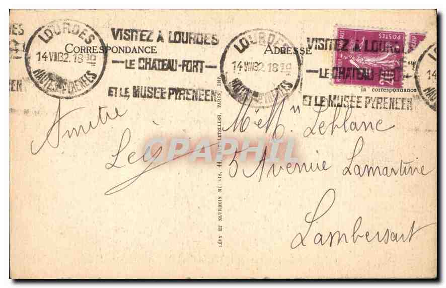 CPA Lourdes La Grotte et la Basilique  — Verso