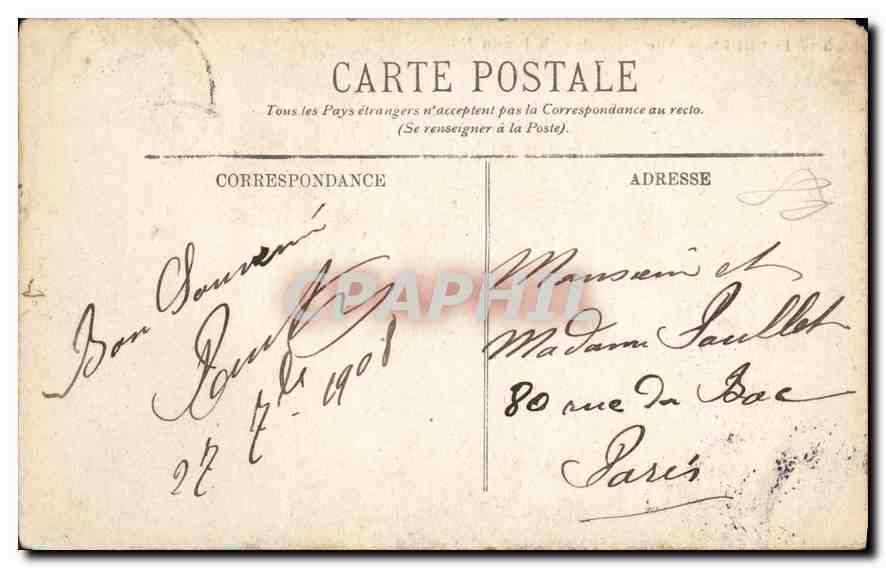 CPA Lourdes vue generale et le Pic du Jer  — Verso