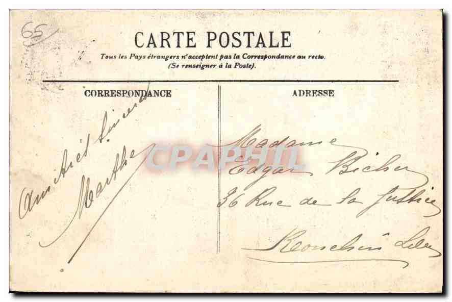 CPA Lourdes la Grotte  — Verso
