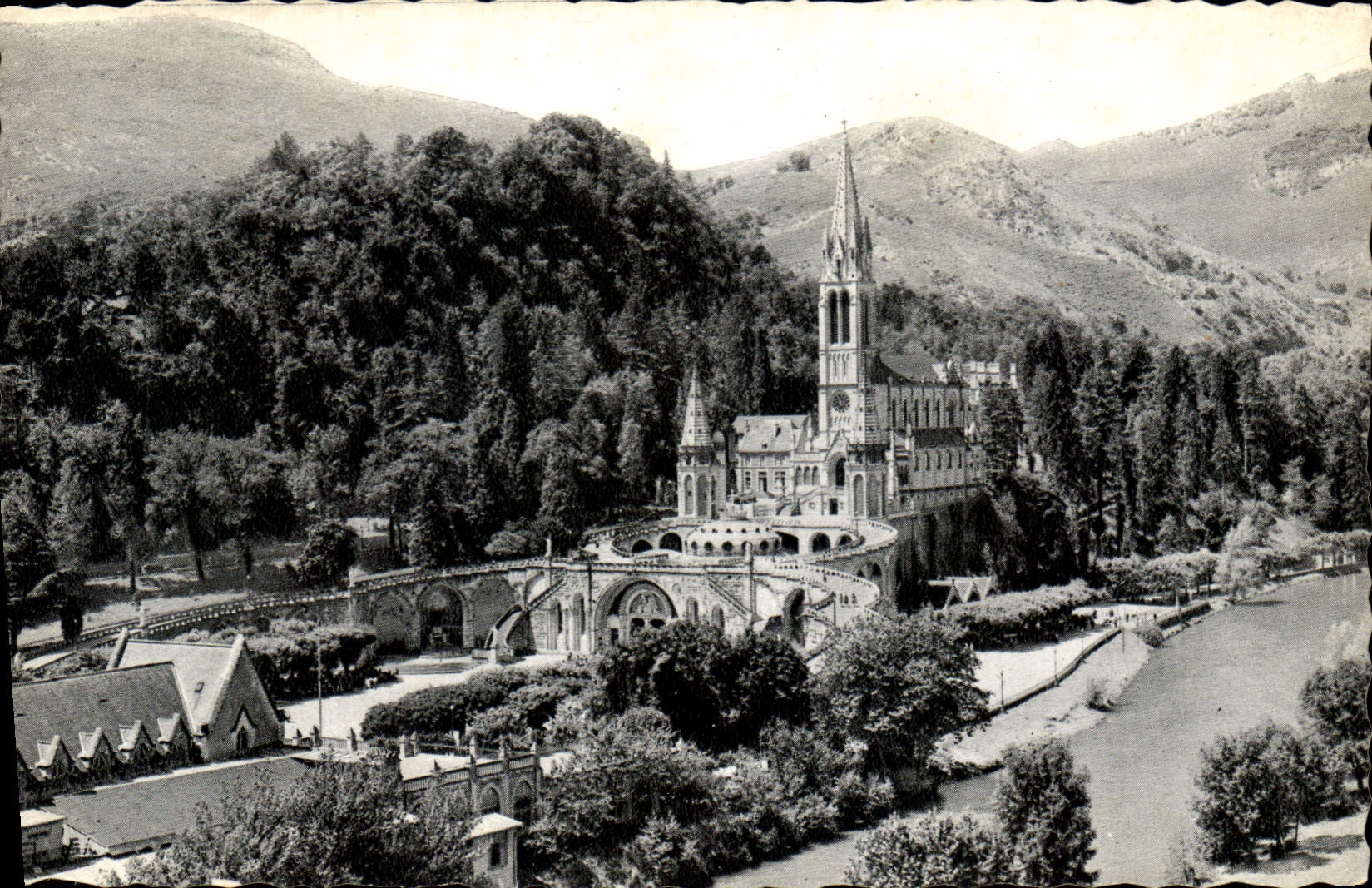 CPA Lourdes la Basilique et le Gave 