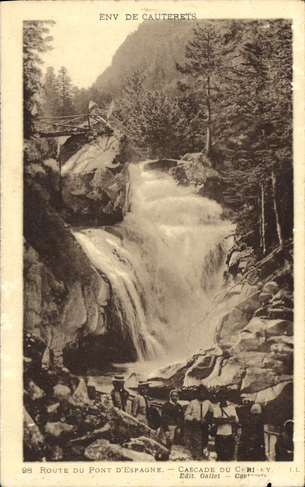 Env de Cauterets — Route du Pont d'Espagne — Cascade du Cheri — Edit. Gallet