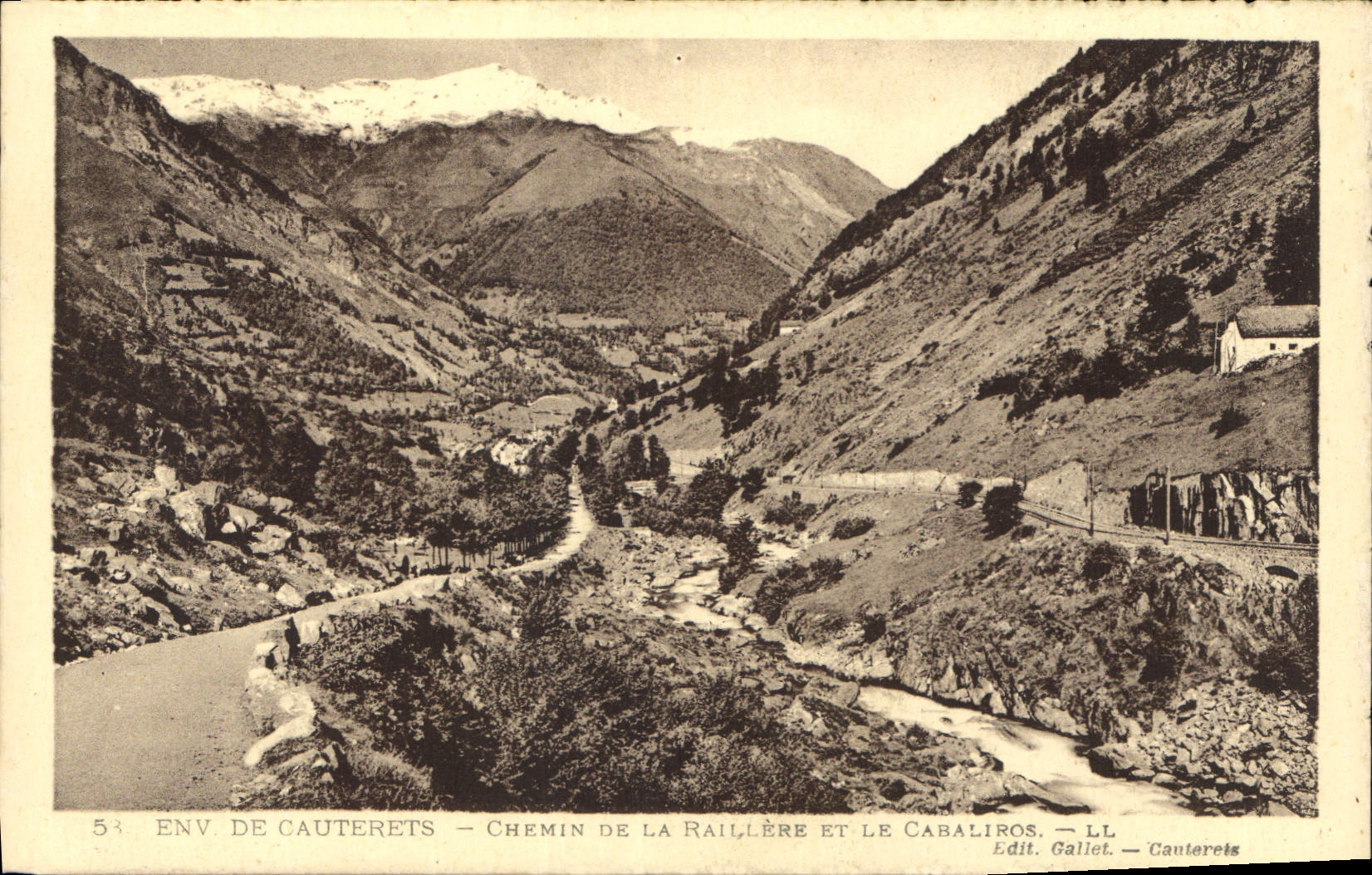 Env de Cauterets — Chemin de la Raillère et le Cabaliros — Edit. Gallet — Cauterets