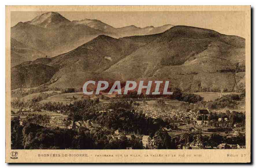 Bagnères-de-Bigorre — Panorama of the town, valley, and Pic du Midi — Hélio 27