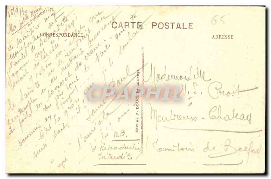CPA Lourdes la Basilique  — Verso