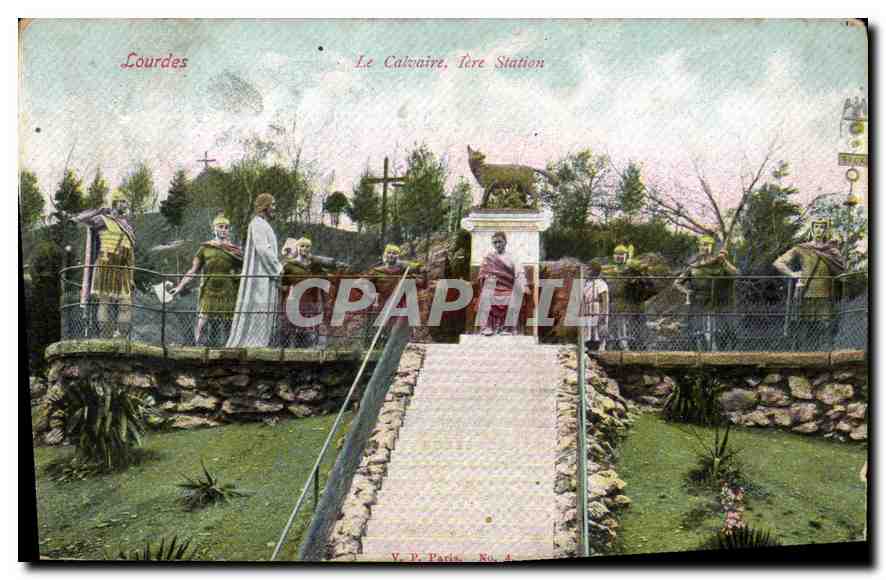 CPA Lourdes le Calvaire Ier Station 
